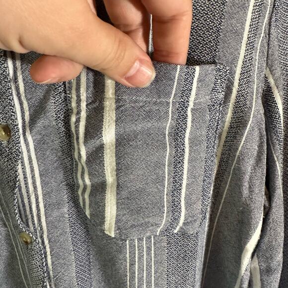 Maeve By Anthropologie Women's Medium Blue & White Viscose Button Up Blouse - Picture 6 of 9